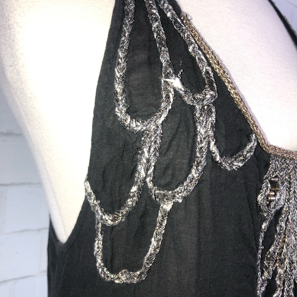 Free People Metallic Beaded Tunic Ruffle Top Y2563 - Picture 5 of 8